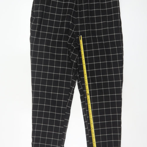 New Look Men Black Check Trousers UK 36R Regular Tapered