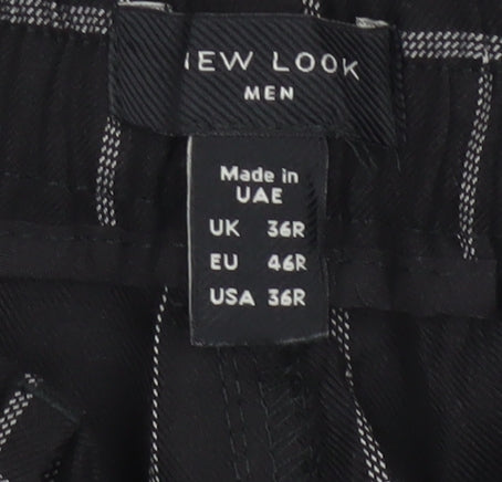 New Look Men Black Check Trousers UK 36R Regular Tapered
