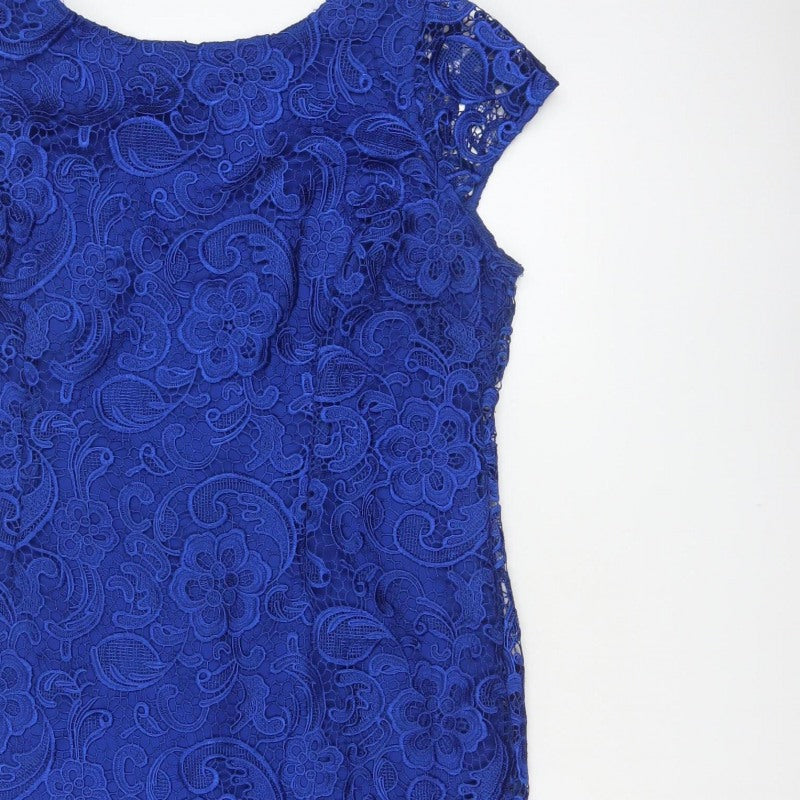 Myleene Klass Women Blue UK 18 Lace Sheath Knee Length Occasion Dress