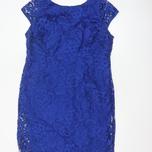 Myleene Klass Women Blue UK 18 Lace Sheath Knee Length Occasion Dress