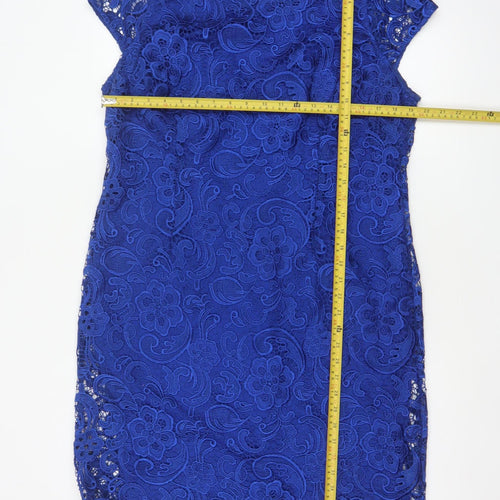 Myleene Klass Women Blue UK 18 Lace Sheath Knee Length Occasion Dress