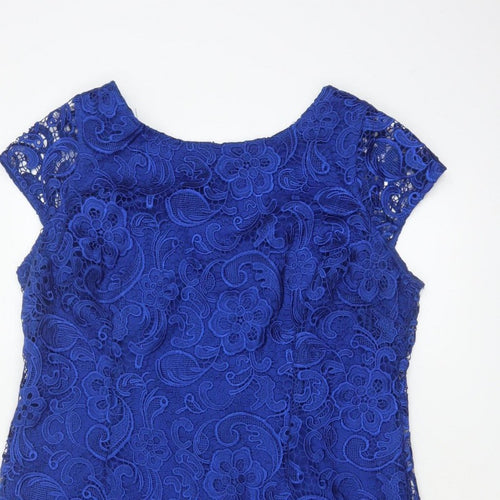 Myleene Klass Women Blue UK 18 Lace Sheath Knee Length Occasion Dress