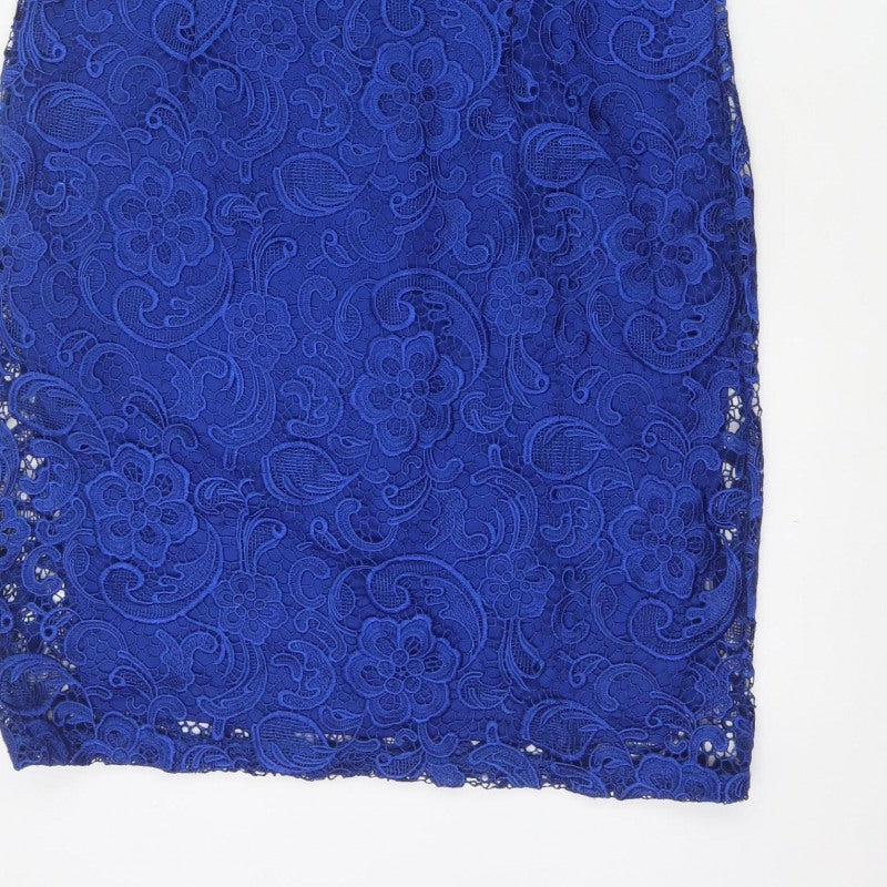 Myleene Klass Women Blue UK 18 Lace Sheath Knee Length Occasion Dress
