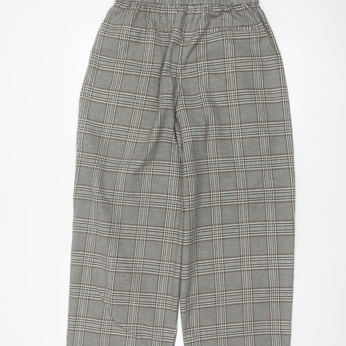 Topshop Women Grey Plaid Paperbag Tapered Trousers UK 10