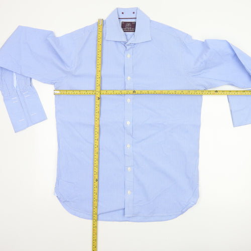 Sartorial Men's Blue Check Cotton 15.5 Long Sleeve Button-Up Shirt
