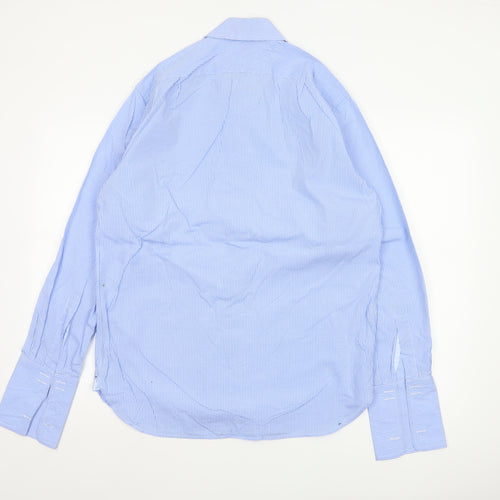 Sartorial Men's Blue Check Cotton 15.5 Long Sleeve Button-Up Shirt