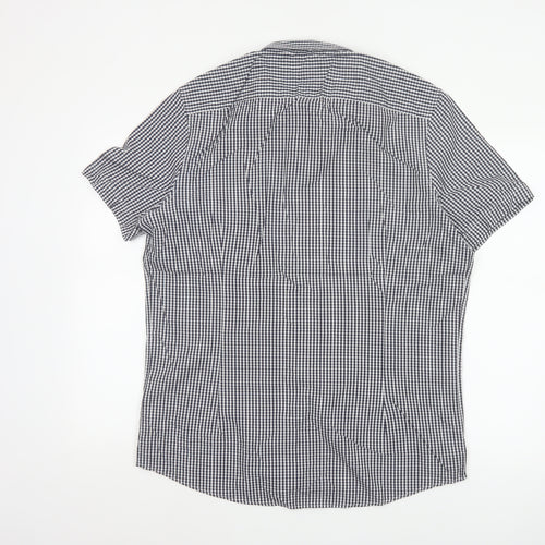 Next Men’s Blue White Check Slim Fit Short Sleeve Shirt L