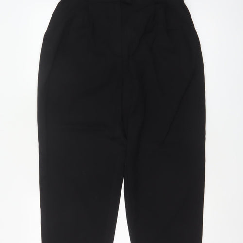 H&M Women's Black UK 12 High Rise Pleated Tapered Trousers