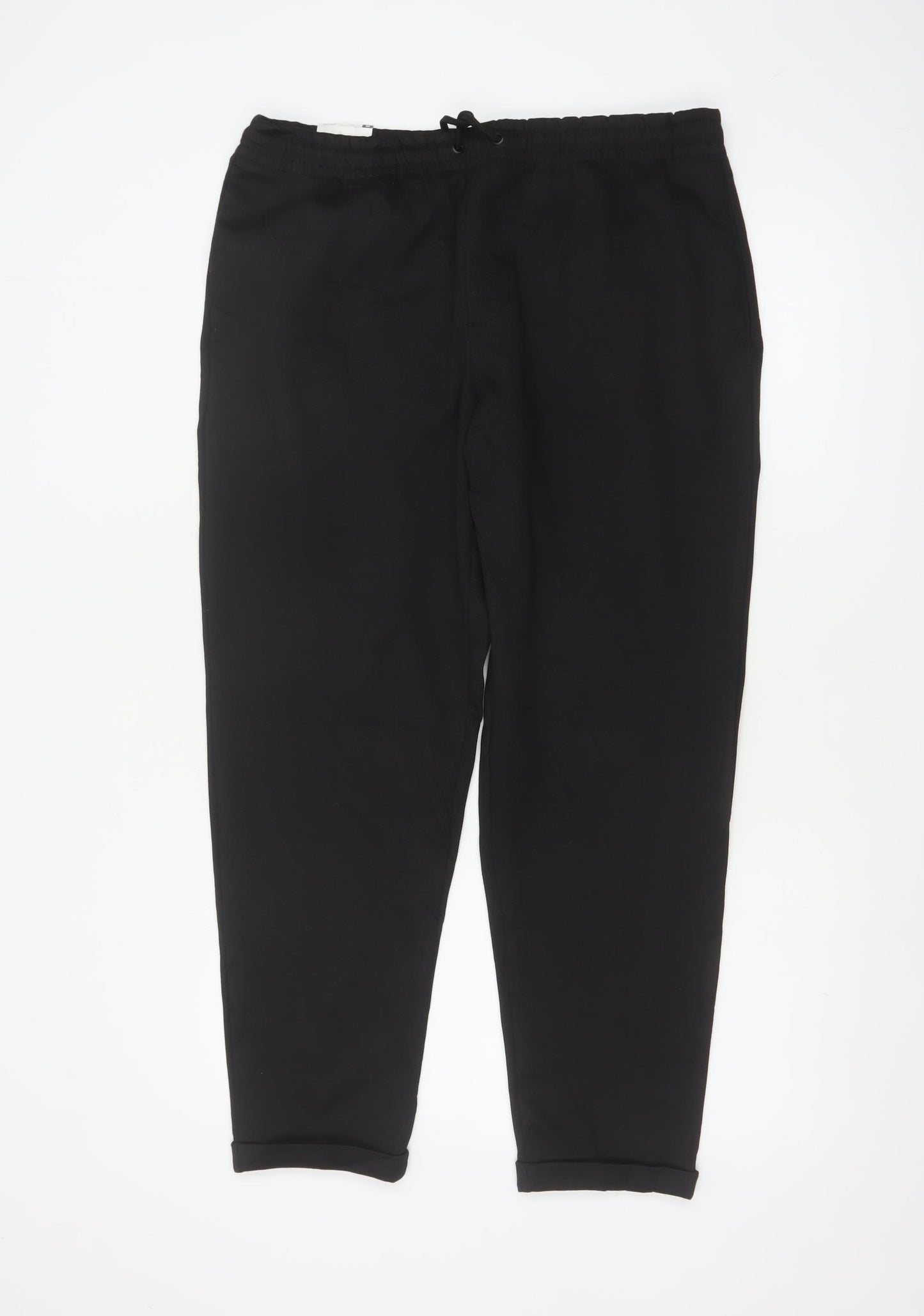 Zara Men’s Black M 31 Jogger Knit Tapered Drawstring Trousers
