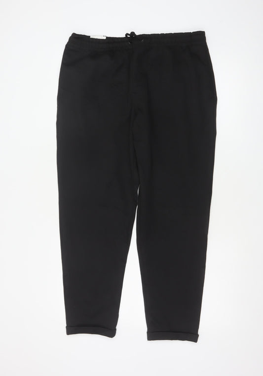 Zara Men’s Black M 31 Jogger Knit Tapered Drawstring Trousers
