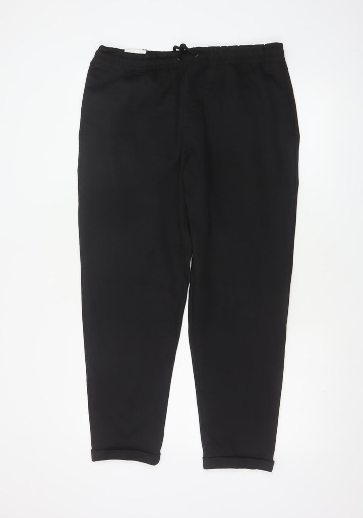 Zara Men’s Black M 31 Jogger Knit Tapered Drawstring Trousers