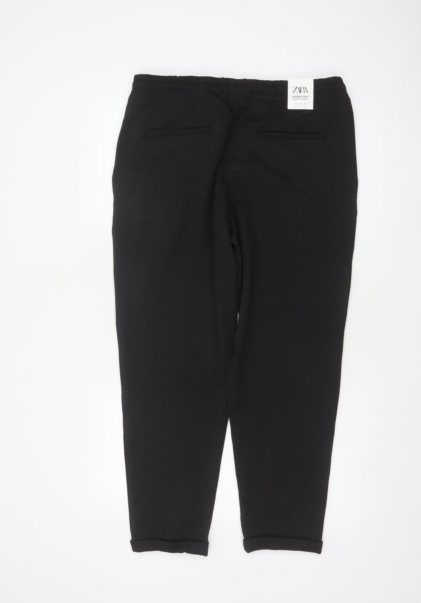 Zara Men’s Black M 31 Jogger Knit Tapered Drawstring Trousers