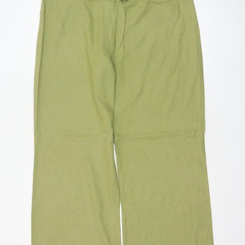 Felisa Collection Women’s Green Linen Blend Straight Dress Trousers Size 18