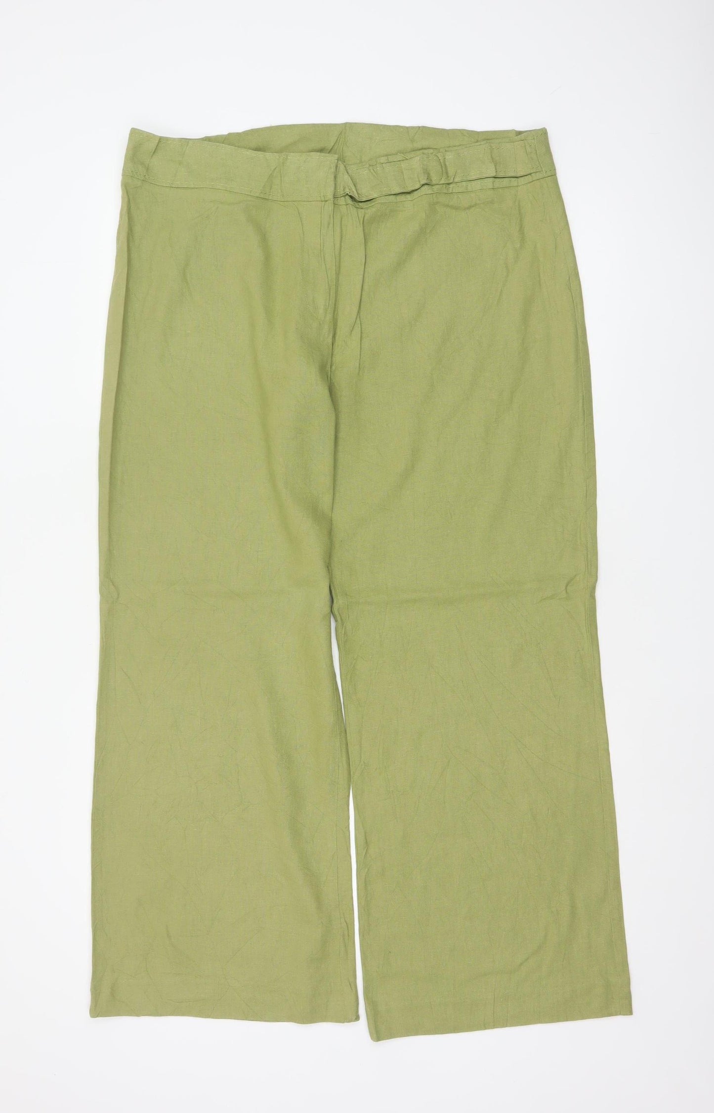 Felisa Collection Women’s Green Linen Blend Straight Dress Trousers Size 18