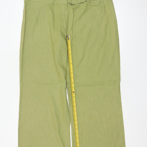 Felisa Collection Women’s Green Linen Blend Straight Dress Trousers Size 18