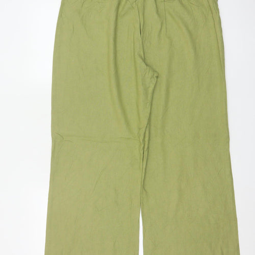 Felisa Collection Women’s Green Linen Blend Straight Dress Trousers Size 18
