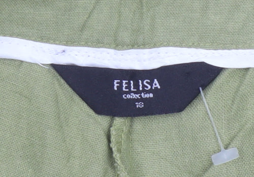 Felisa Collection Women’s Green Linen Blend Straight Dress Trousers Size 18