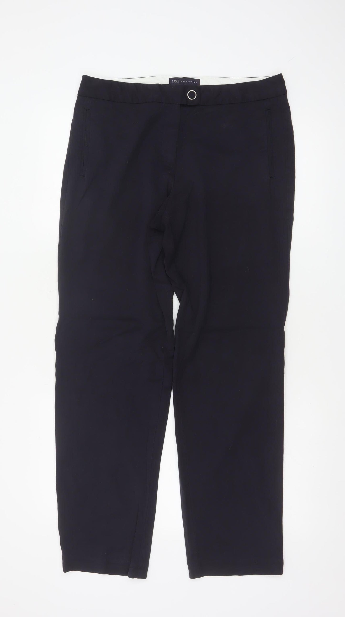 Marks and Spencer Women’s Navy Blue UK 12 Straight Work Trousers