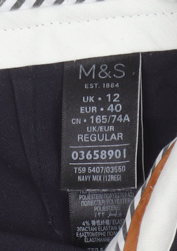 Marks and Spencer Women’s Navy Blue UK 12 Straight Work Trousers