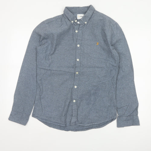 Farah Men’s Blue M Cotton Button-Down Long Sleeve Casual Shirt