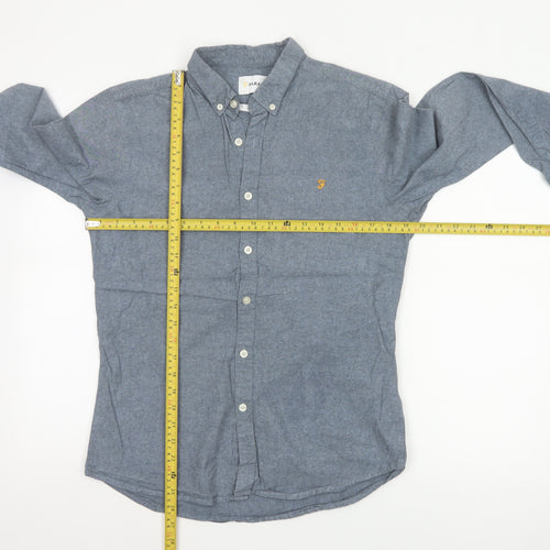 Farah Men’s Blue M Cotton Button-Down Long Sleeve Casual Shirt