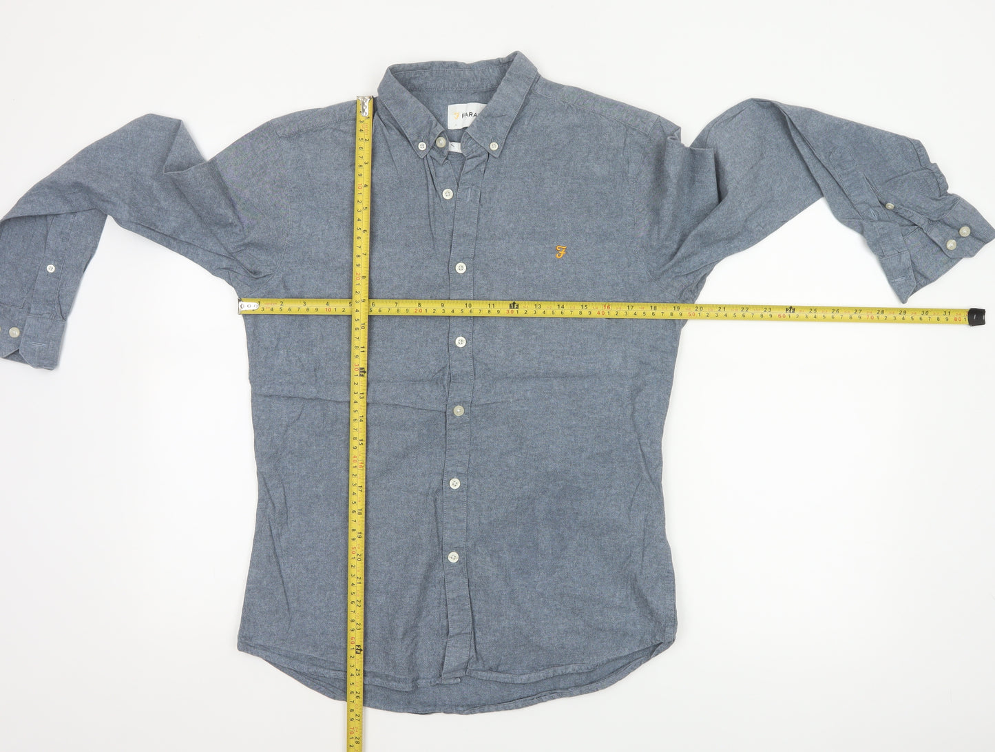 Farah Men’s Blue M Cotton Button-Down Long Sleeve Casual Shirt