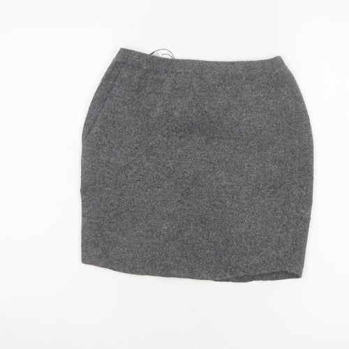 Zara Women Grey S Knit Pencil Mini Skirt High Rise Stretch