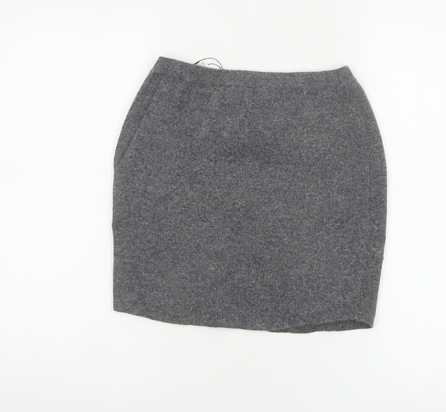 Zara Women Grey S Knit Pencil Mini Skirt High Rise Stretch