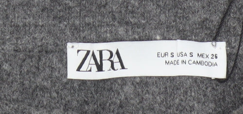 Zara Women Grey S Knit Pencil Mini Skirt High Rise Stretch