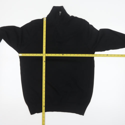 Marks and Spencer Autograph Men Black M Merino Wool 1/4 Zip Jumper