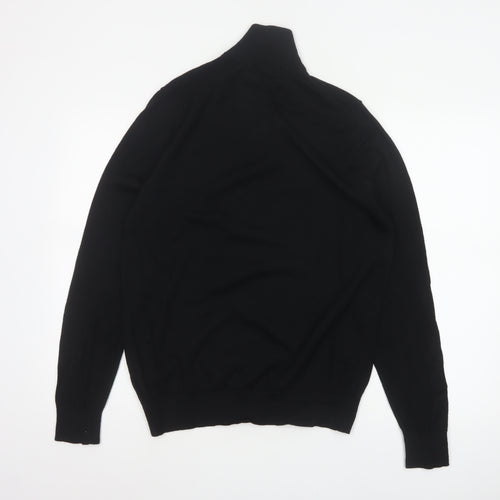 Marks and Spencer Autograph Men Black M Merino Wool 1/4 Zip Jumper