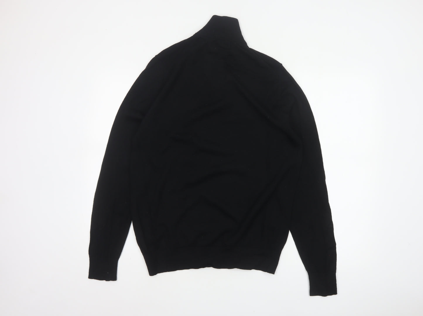 Marks and Spencer Autograph Men Black M Merino Wool 1/4 Zip Jumper