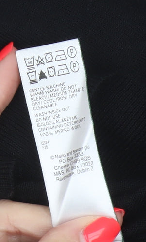 Marks and Spencer Autograph Men Black M Merino Wool 1/4 Zip Jumper