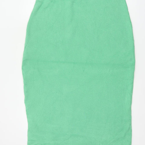 Marks and Spencer Women Green L Ribbed Knit Pencil Midi Skirt