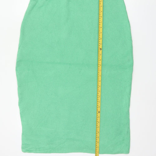 Marks and Spencer Women Green L Ribbed Knit Pencil Midi Skirt