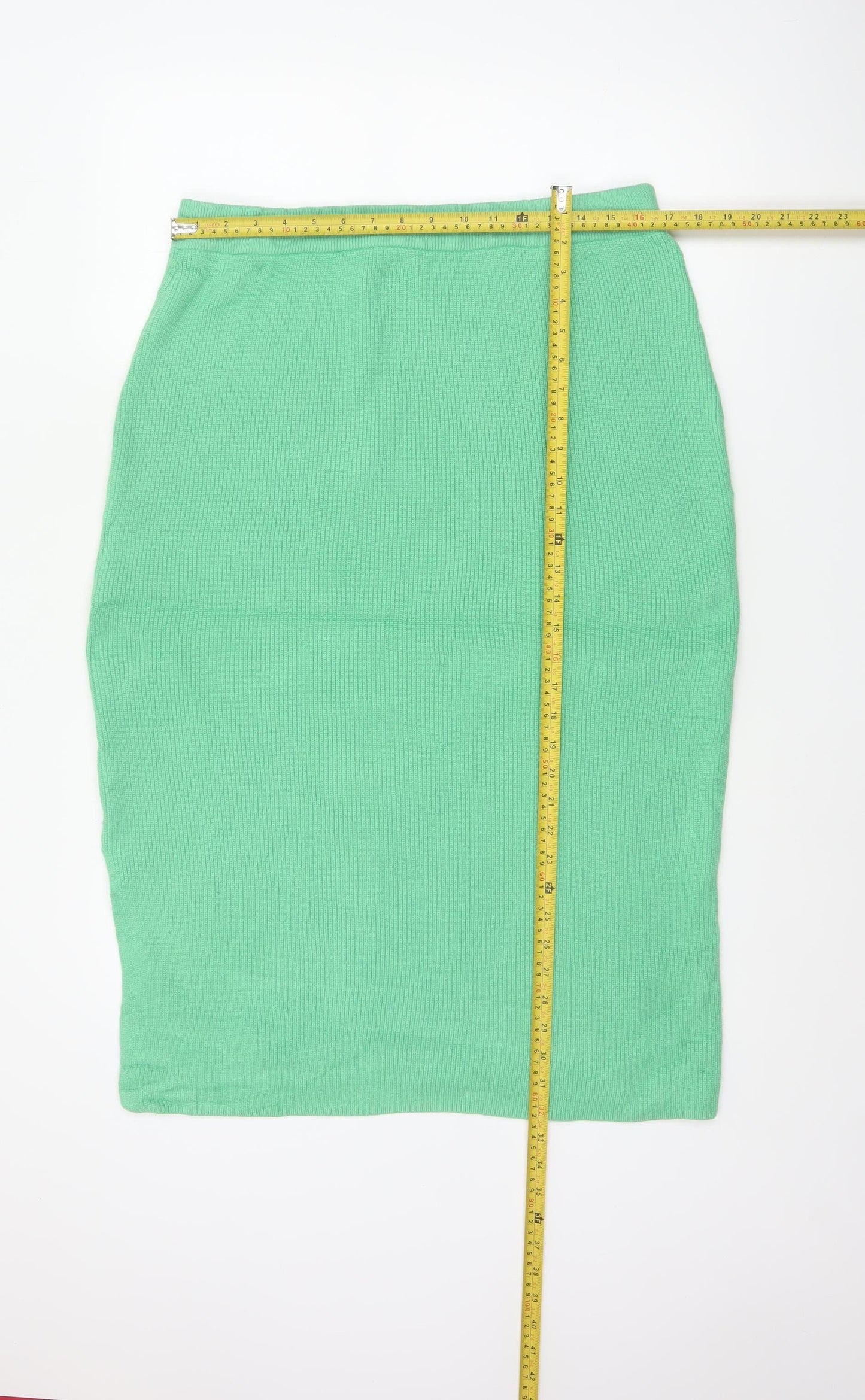 Marks and Spencer Women Green L Ribbed Knit Pencil Midi Skirt
