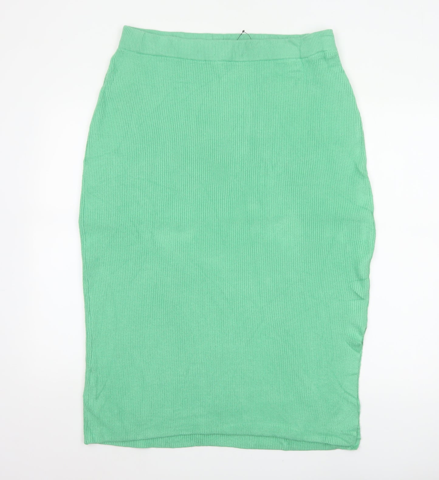 Marks and Spencer Women Green L Ribbed Knit Pencil Midi Skirt