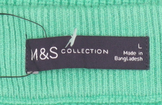 Marks and Spencer Women Green L Ribbed Knit Pencil Midi Skirt