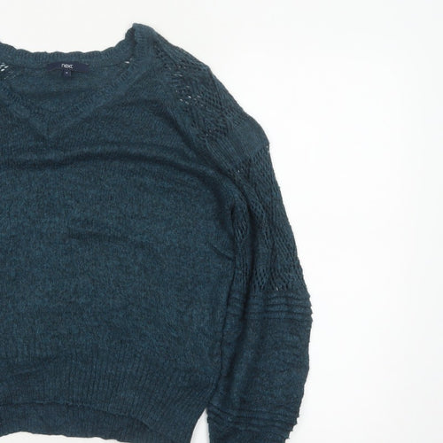 Next Women’s Green Size 14 Open Knit Raglan Sleeve Pullover Jumper