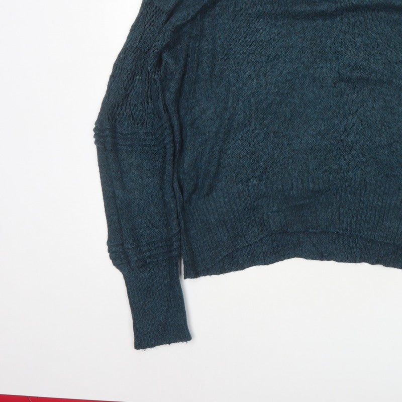 Next Women’s Green Size 14 Open Knit Raglan Sleeve Pullover Jumper