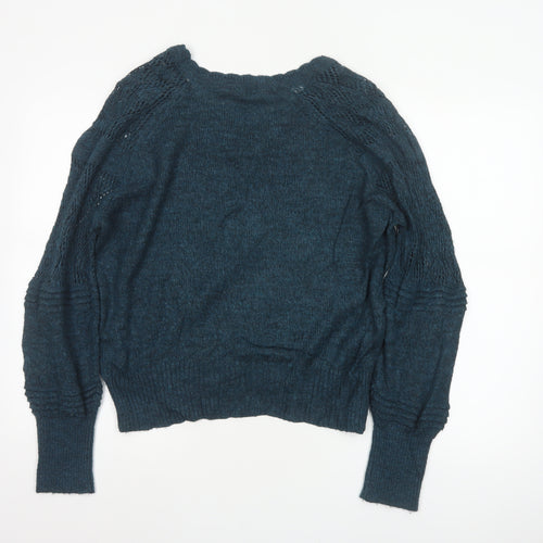 Next Women’s Green Size 14 Open Knit Raglan Sleeve Pullover Jumper
