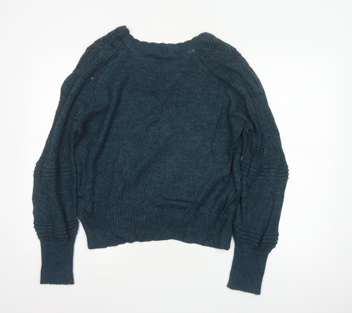 Next Women’s Green Size 14 Open Knit Raglan Sleeve Pullover Jumper