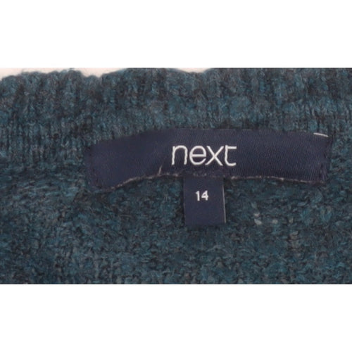Next Women’s Green Size 14 Open Knit Raglan Sleeve Pullover Jumper