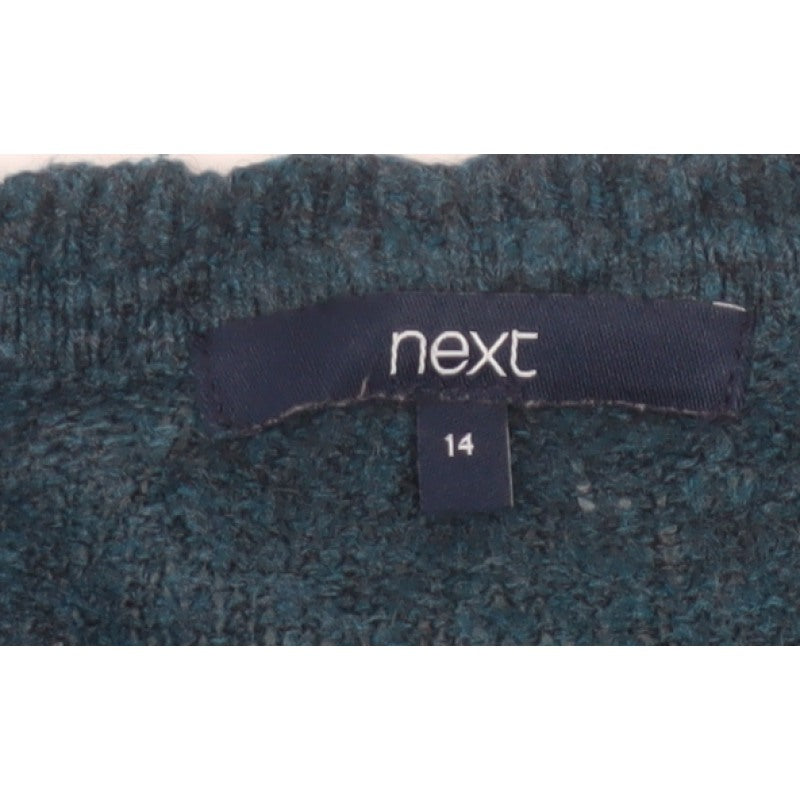 Next Women’s Green Size 14 Open Knit Raglan Sleeve Pullover Jumper