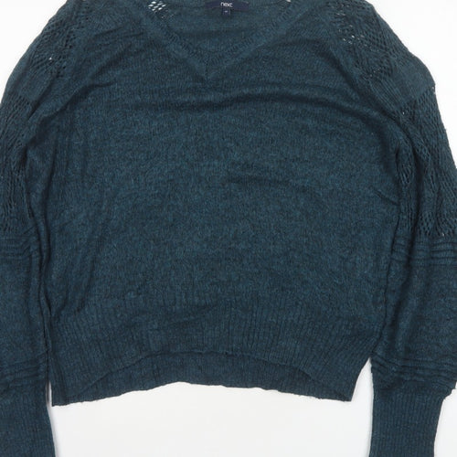 Next Women’s Green Size 14 Open Knit Raglan Sleeve Pullover Jumper