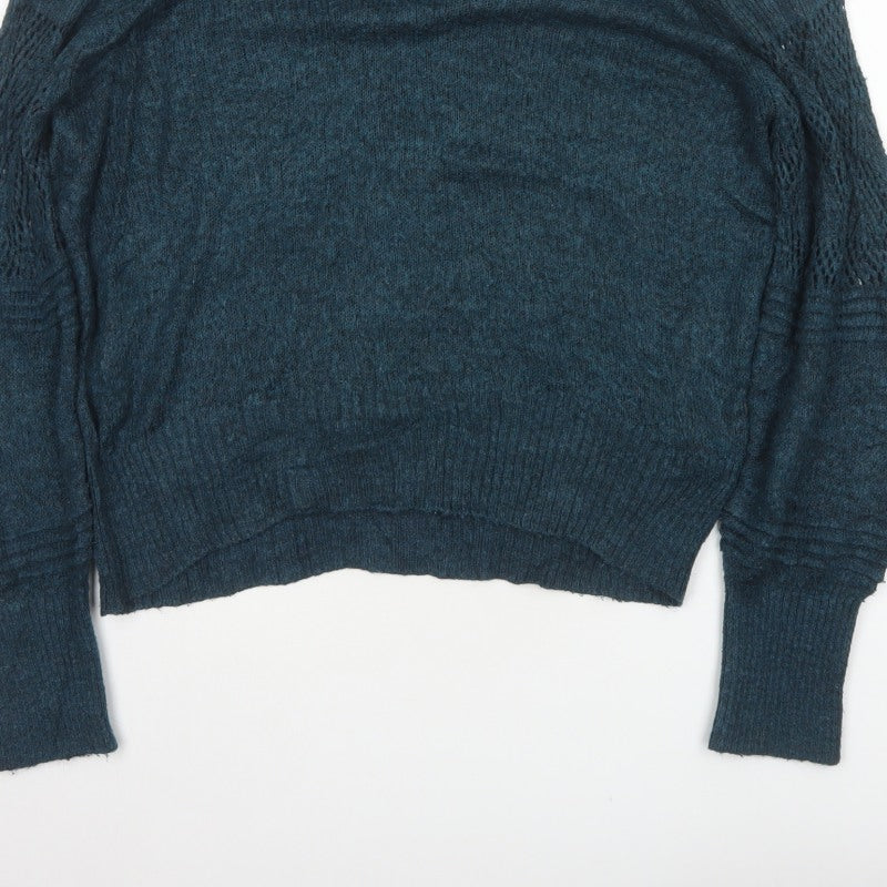 Next Women’s Green Size 14 Open Knit Raglan Sleeve Pullover Jumper
