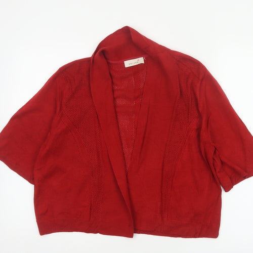 Per Una Women Red UK 18 Open Knit 3/4 Sleeve Cardigan