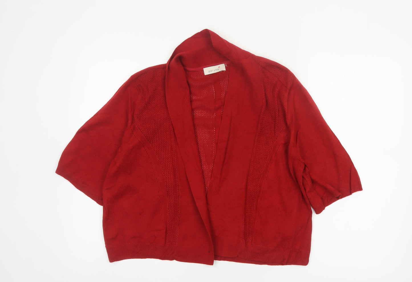 Per Una Women Red UK 18 Open Knit 3/4 Sleeve Cardigan