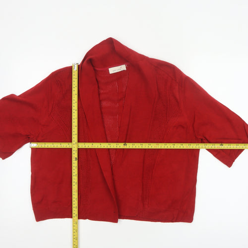 Per Una Women Red UK 18 Open Knit 3/4 Sleeve Cardigan