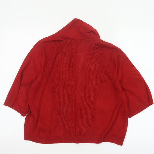 Per Una Women Red UK 18 Open Knit 3/4 Sleeve Cardigan